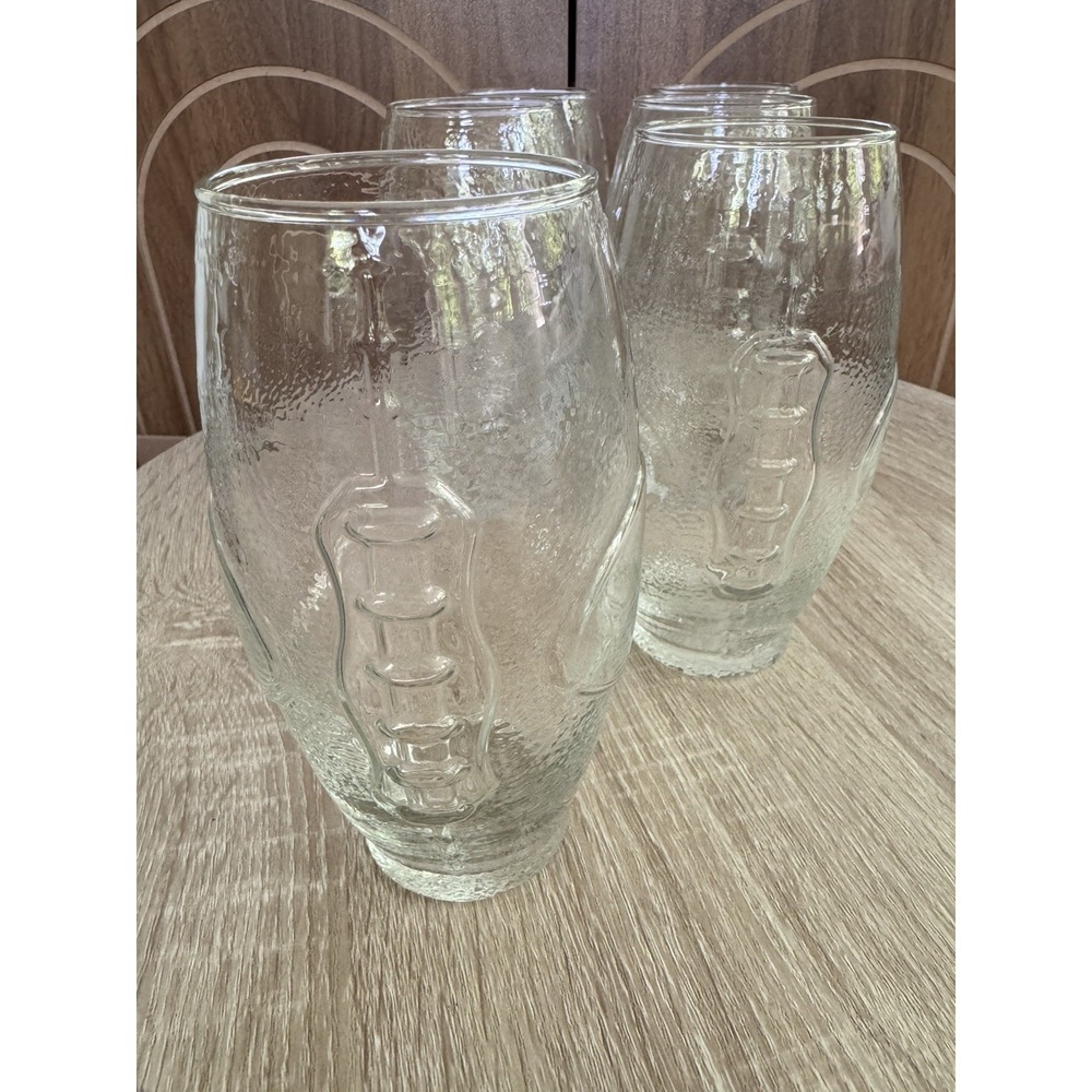Libbey Vintage Football Shaped Textured Transparent Tumblers Set Of 6